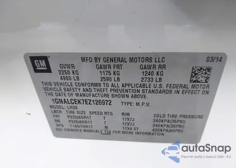 2014 Chevrolet Equinox 2Lt z USA, uszkodzony, nr VIN 1GNALCEK7EZ126972